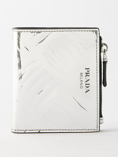 Prada Metallic leather card holder at Collagerie