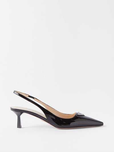 Prada Black patent-leather slingback pumps at Collagerie