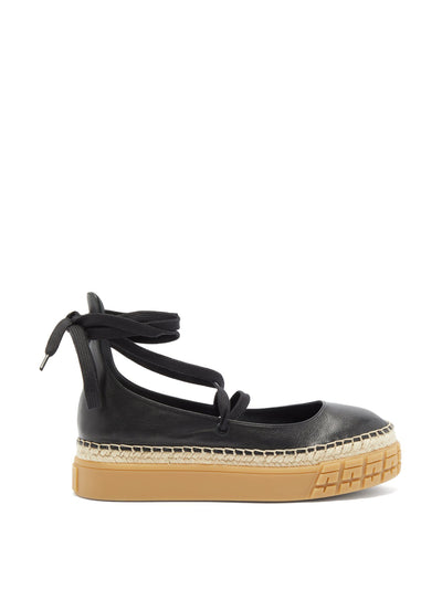 Prada Black tyre-sole leather espadrilles at Collagerie