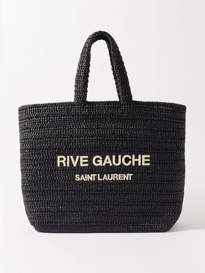 Saint Laurent Black faux-raffia tote bag at Collagerie