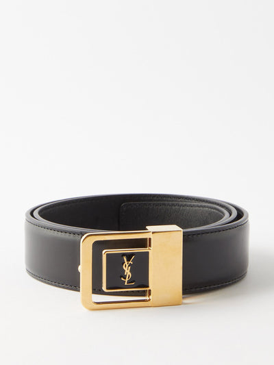 Saint Laurent Women's Logo-Plaque Leather Belt