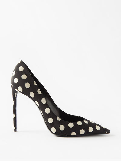 Saint Laurent Black polka dot stiletto heels at Collagerie