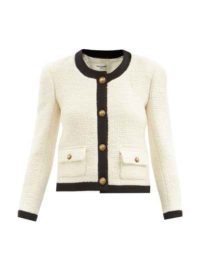 Saint Laurent Buttoned wool bouclé-tweed jacket at Collagerie