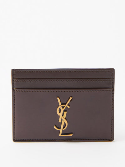 Saint Laurent YSL-plaque patent-leather cardholder at Collagerie