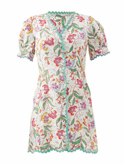 Saloni Printed linen mini dress at Collagerie