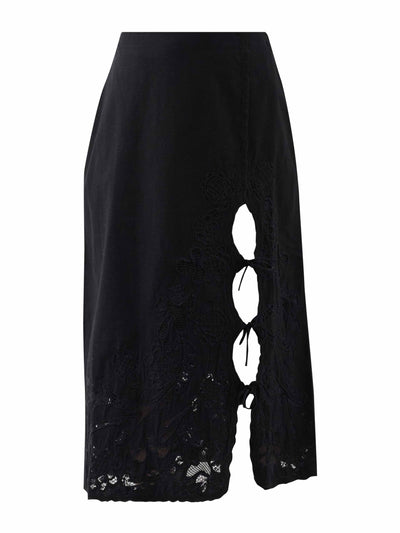 Sea Black tie-front embroidered midi skirt at Collagerie