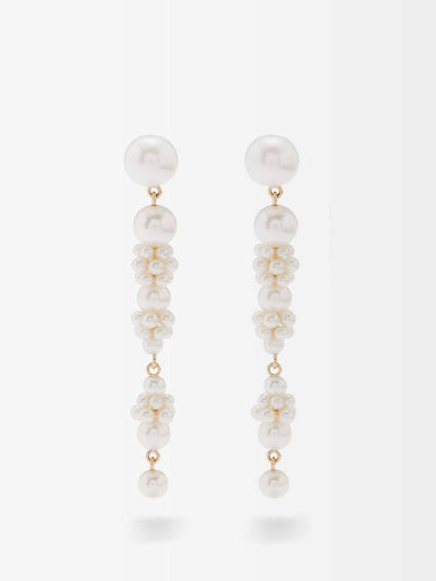 Sophie Bille Brahe Pearl and 14kt gold drop earrings at Collagerie