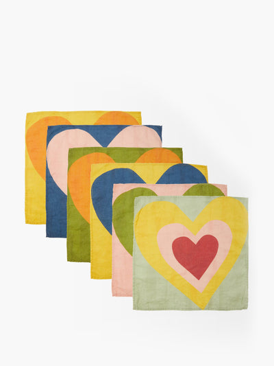 Summerill & Bishop Set of six heart linen napkins at Collagerie