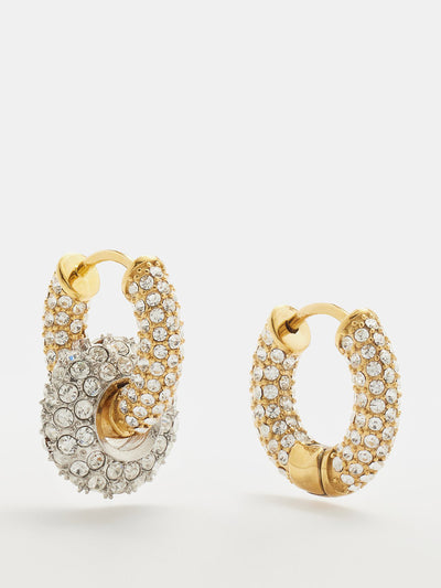 Timeless Pearly Mismatched crystal gold-plated earrings at Collagerie