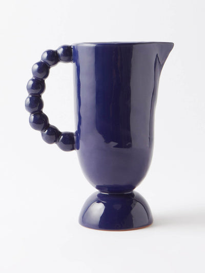 Tina Vaia Navy beaded clay jug at Collagerie