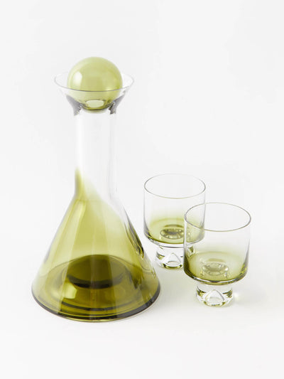 Tom Dixon Green decanter and glass set at Collagerie