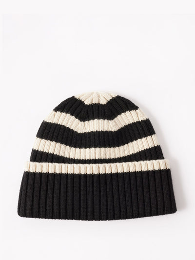 Totême Striped ribbed-wool beanie at Collagerie