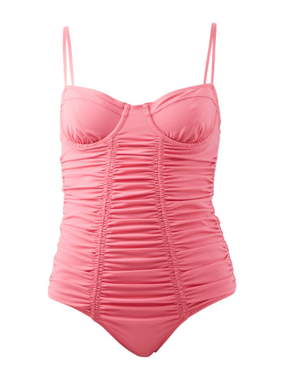 Ulla Johnson Pink ruched swimsuit at Collagerie