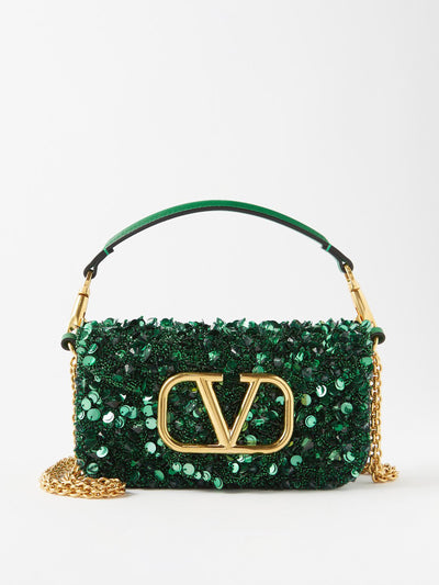 Valentino Garavani Locò small sequinned-leather shoulder bag at Collagerie