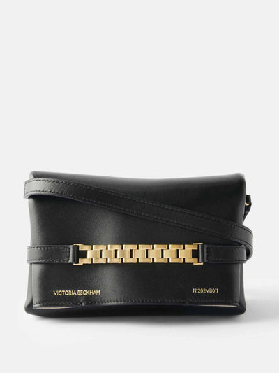 Victoria Beckham Chain Pouch mini leather clutch bag at Collagerie