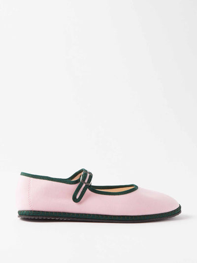 Vivi Venezia Cotton-canvas pink mary jane flats at Collagerie