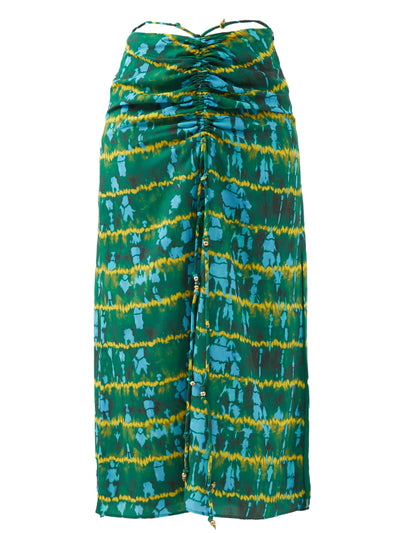 Altuzarra Green ruched shibori-print jersey skirt at Collagerie