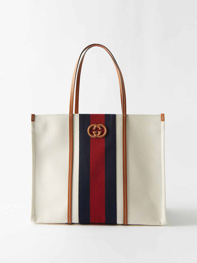 Gucci Stripe canvas tote bag at Collagerie