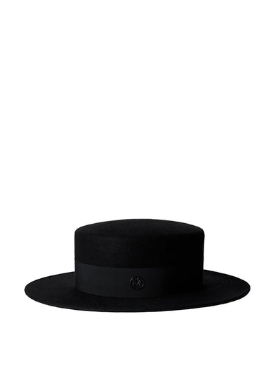 Maison Michel Paris Kiki black felt canotier hat at Collagerie