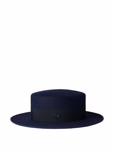 Michel-Paris Navy Kiki felt canotier hat at Collagerie