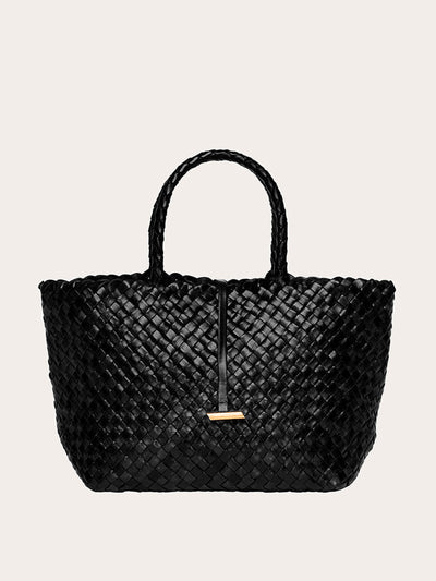 Little Liffner Black midi leather basket bag at Collagerie