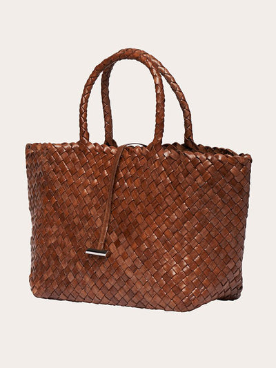 Little Liffner Light brown midi leather basket bag at Collagerie