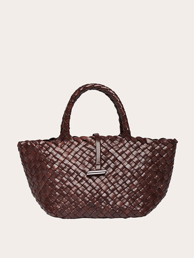 Little Liffner Dark brown mini leather basket bag at Collagerie