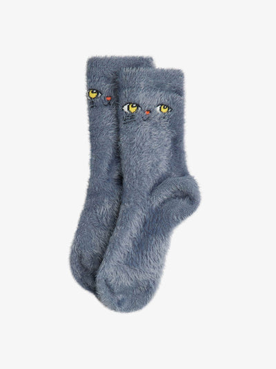 Mini Rodini Cat face fluffy socks at Collagerie