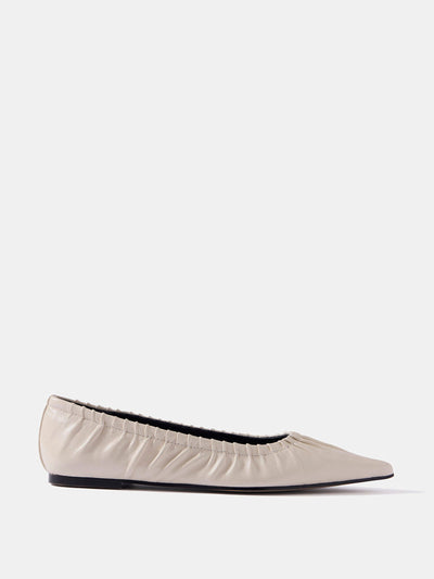 Mint Velvet Arella cream leather flat pumps at Collagerie