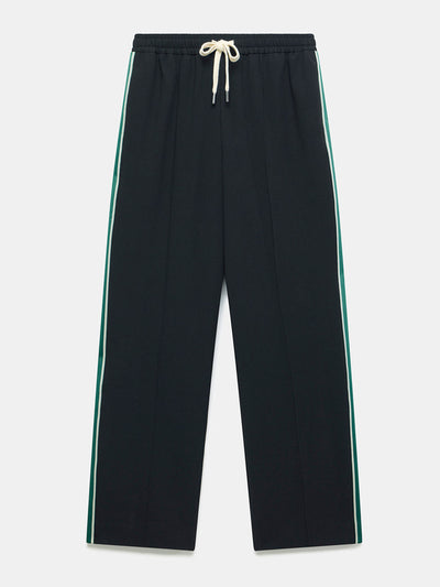 Mint Velvet Black wide side stripe trousers at Collagerie