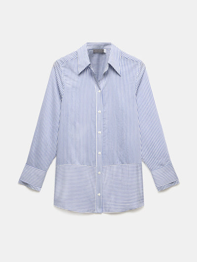 Mint Velvet Blue striped longline shirt at Collagerie