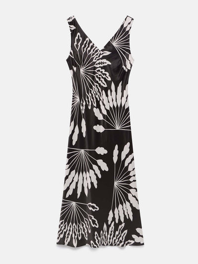 Mint Velvet Brown palm print midi dress at Collagerie