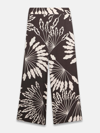 Mint Velvet Brown palm print wide trousers at Collagerie