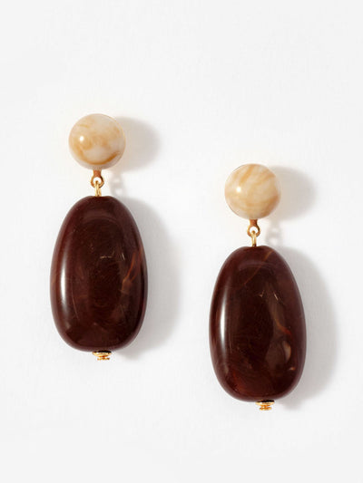Mint Velvet Brown resin drop earrings at Collagerie
