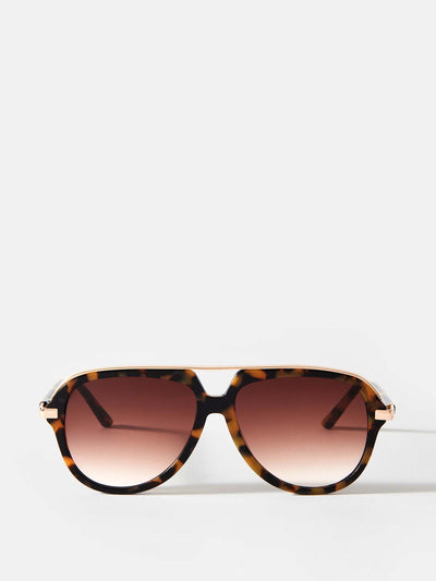 Mint Velvet Brown tortoiseshell aviator sunglasses at Collagerie