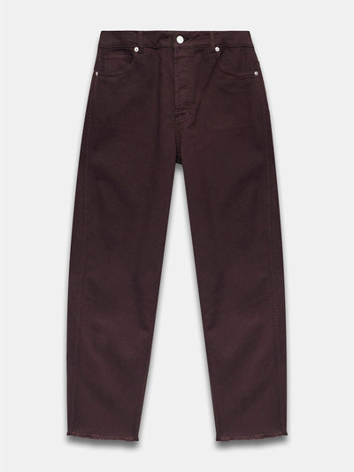 Mint Velvet Burgundy barrel leg jeans at Collagerie