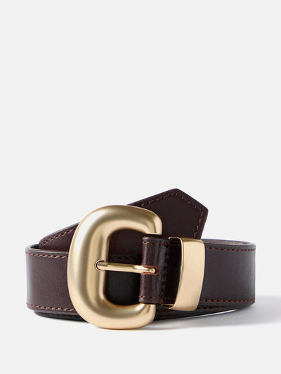 Mint Velvet Burgundy leather belt at Collagerie