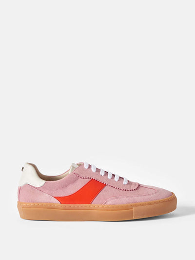Mint Velvet Cici pink suede trainers at Collagerie