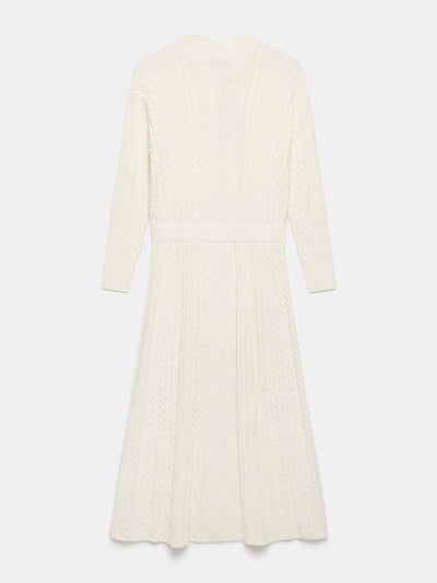 Mint Velvet Cream cable knit midi dress at Collagerie