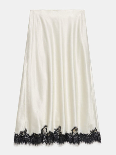 Mint Velvet Cream lace satin slip skirt at Collagerie
