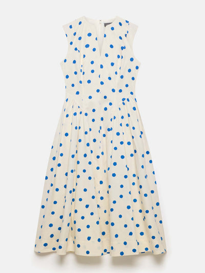 Mint Velvet Cream polka dot midi dress at Collagerie