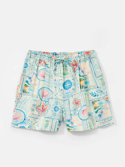 Mint Velvet Cream postcard print shorts at Collagerie