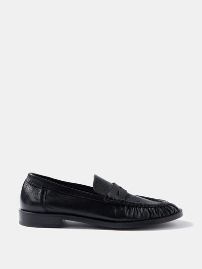 Mint Velvet Gigi black leather loafers at Collagerie