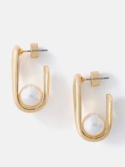 Mint Velvet Gold tone pearl earrings at Collagerie