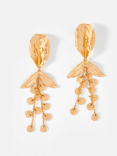 Mint Velvet Gold tone statement floral earrings at Collagerie