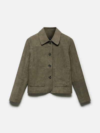 Mint Velvet Khaki suede pocket detail jacket at Collagerie