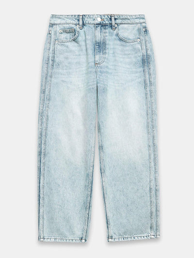 Mint Velvet Light indigo relaxed tapered boyfriend jeans at Collagerie