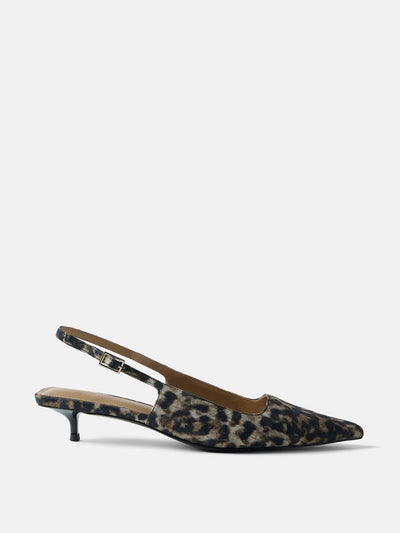 Mint Velvet Lol leopard print slingback kitten heels at Collagerie