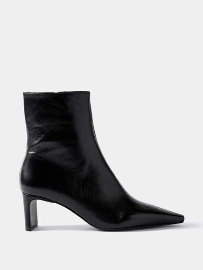 Mint Velvet Macy black mid heel ankle boots at Collagerie