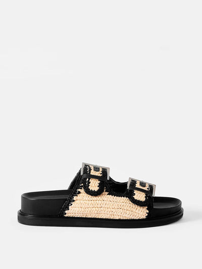 Mint Velvet Mal cream raffia sliders at Collagerie